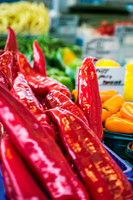 Fresh Red Peppers at the Market
