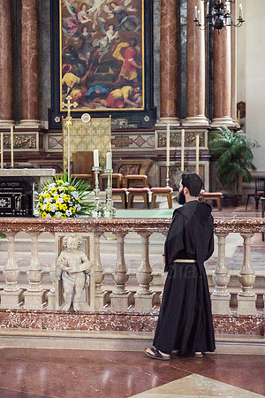 Monk Standing at Altar of Salzburg Cathedral