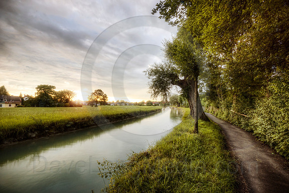 Salzburg Almkanal Waterway at Sunset