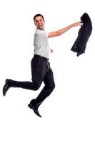 Casually Dressed Man Jumping