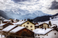 Snowy Village in the Swiss Alps