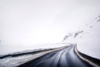 Wintery Mountain Road High in the Swiss Alps