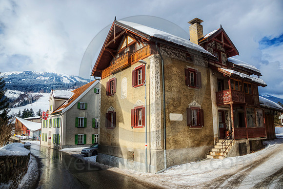 Traditional Swiss House in the Alps