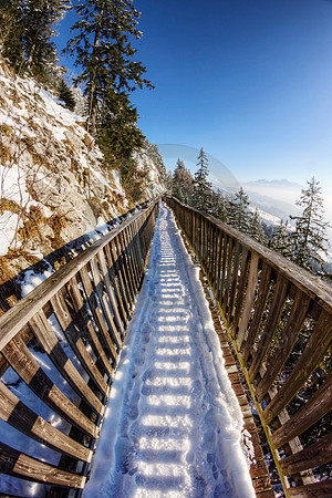 Mountainside Walkway in the Alps