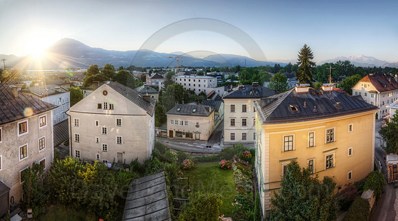 Sun Rising over Historic Neighborhood