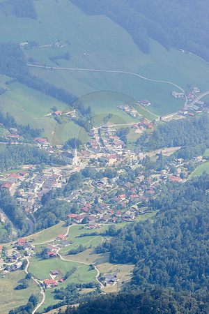 Aerial View of Village in the Alps