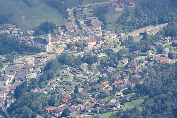 Aerial View of Village in the Alps