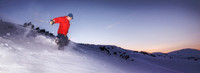 Running Through Snow High in the Mountains
