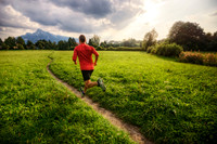 Running to the Mountains at Sunset