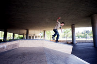 Skateboarder on Grind Box