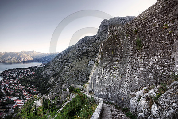 Footpath Winding Up Through Historic Ruins Overlooking Kotor Bay