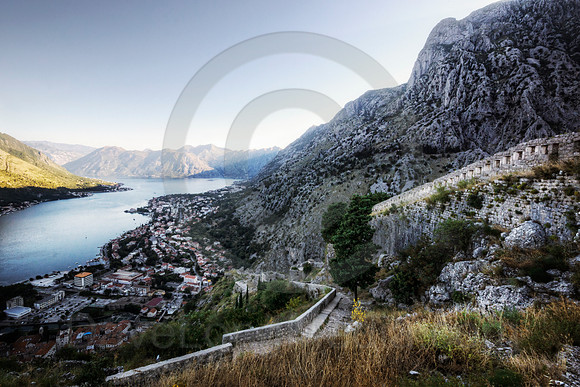 Footpath Winding Up Through Historic Ruins Overlooking Kotor Bay