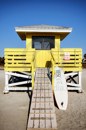Lifeguard House and Surfboard