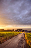 Sunset on Farm in Alps